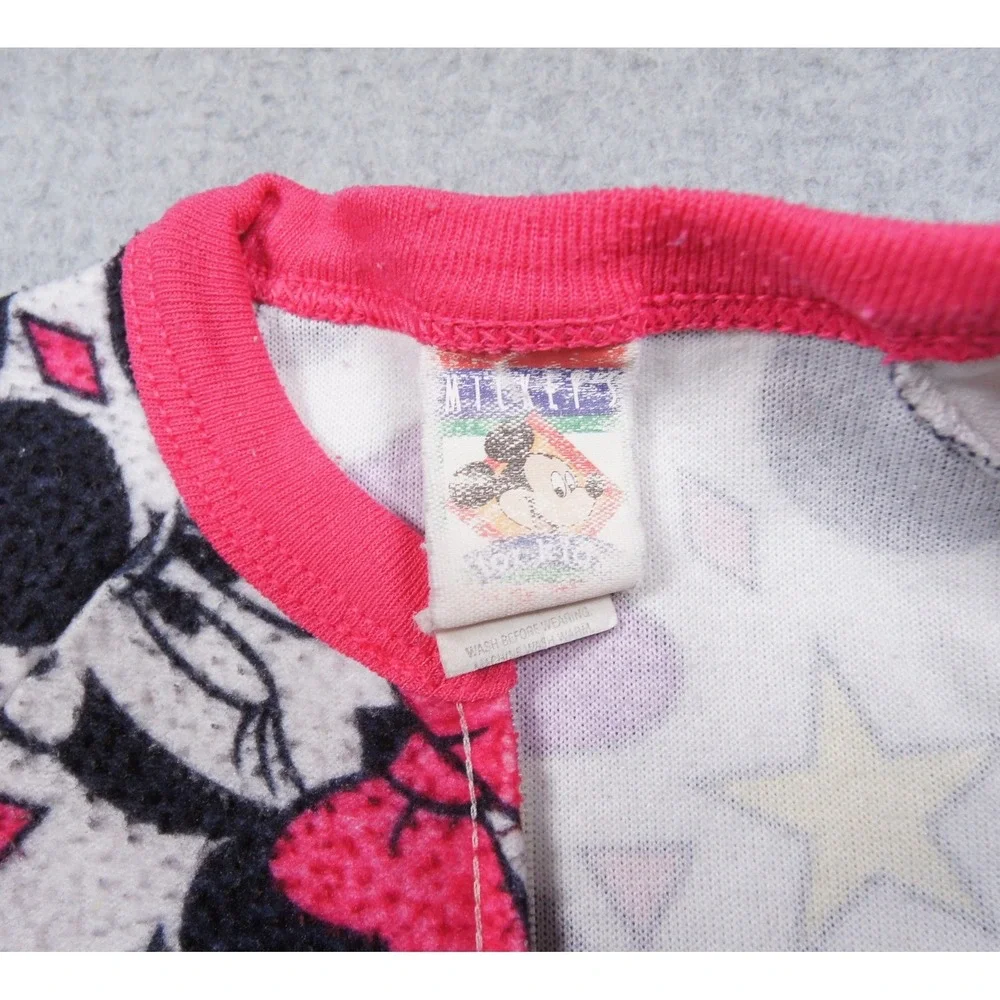 Vintage Disney Minnie Mouse Fleece Sleeper Pajamas Girls 2T 90s Mickey Stuff Zip